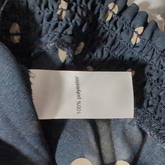 Maurices Navy Blue Polka Dot Sleeveless Blouse Top with Ruffle Detail Medium - Picture 5 of 5